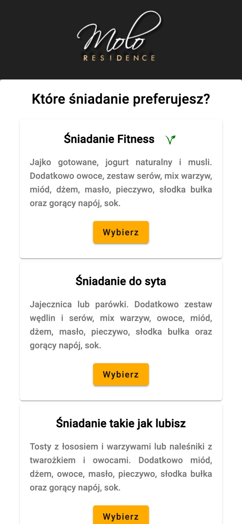 Gość wybiera usługę z menu